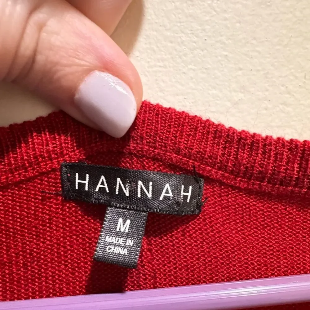 HANNAH Asymmetrical Tunic Sweater with Crochet Detail Medium